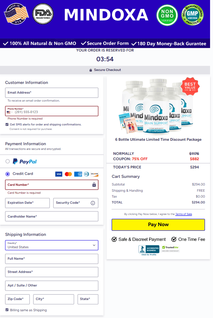 Mindoxa order-page